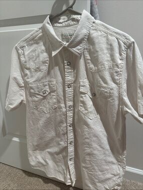 Tecovas White Short-Sleeve Button-Down Casual Shirt